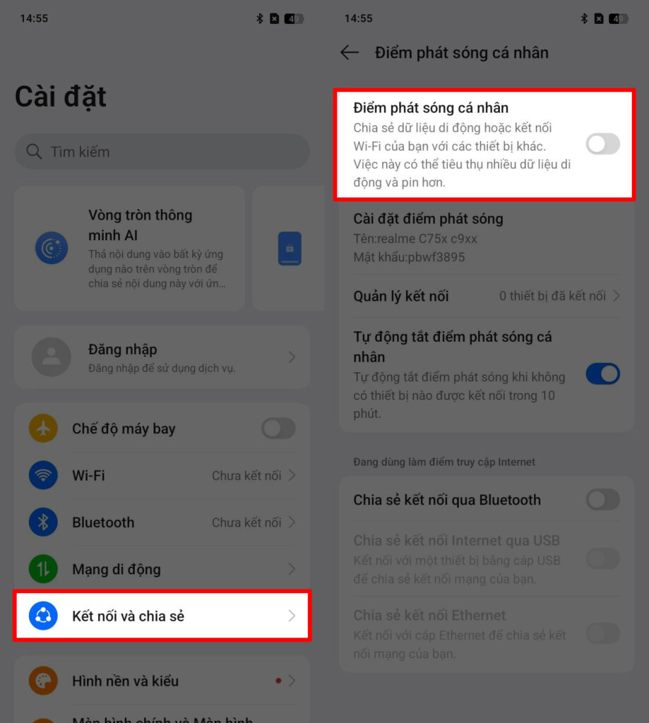 Cách phát mạng trên realme C75x