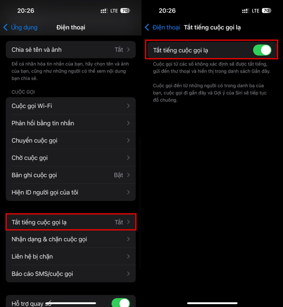 Cách tắt thông báo cuộc gọi từ số lạ trên iPhone
